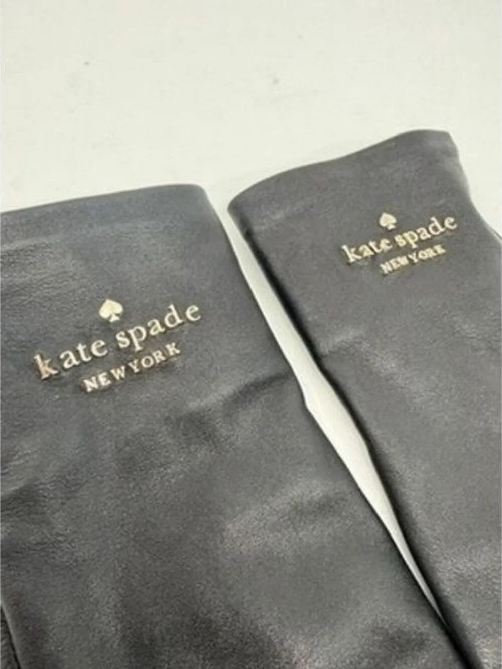 Kate Spade Black Lamb’s Leather Gloves ~ Gold Lettering Logo~ Size Small~ New
